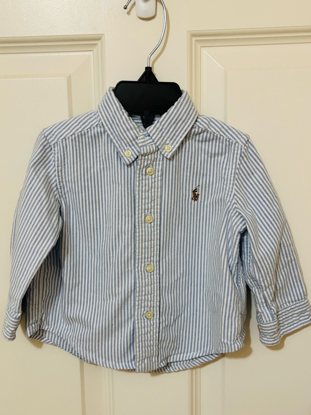 Ralph Lauren Light Blue & White Striped Button-Down Shirt 9M